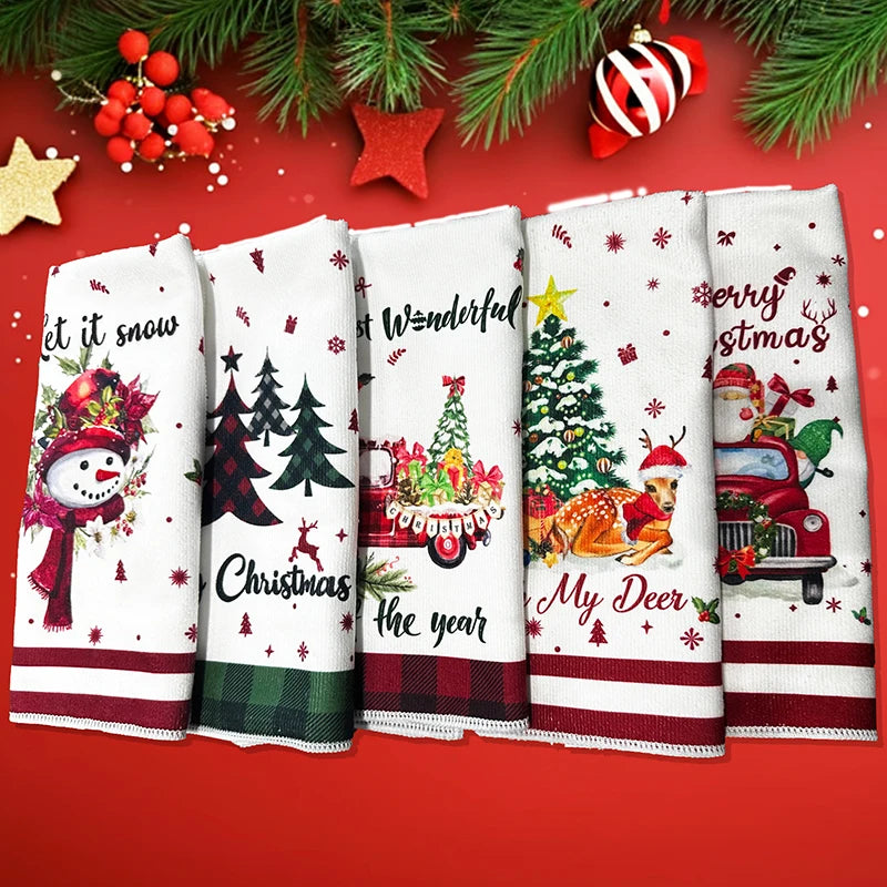 5 Packs of Soft Christmas Towels