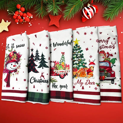 5 Packs of Soft Christmas Towels