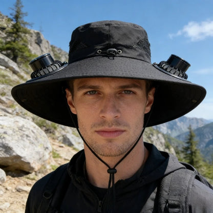 Solar-Powered Cooling Fan UV Protection Sun Hat Camping Summer Travel 