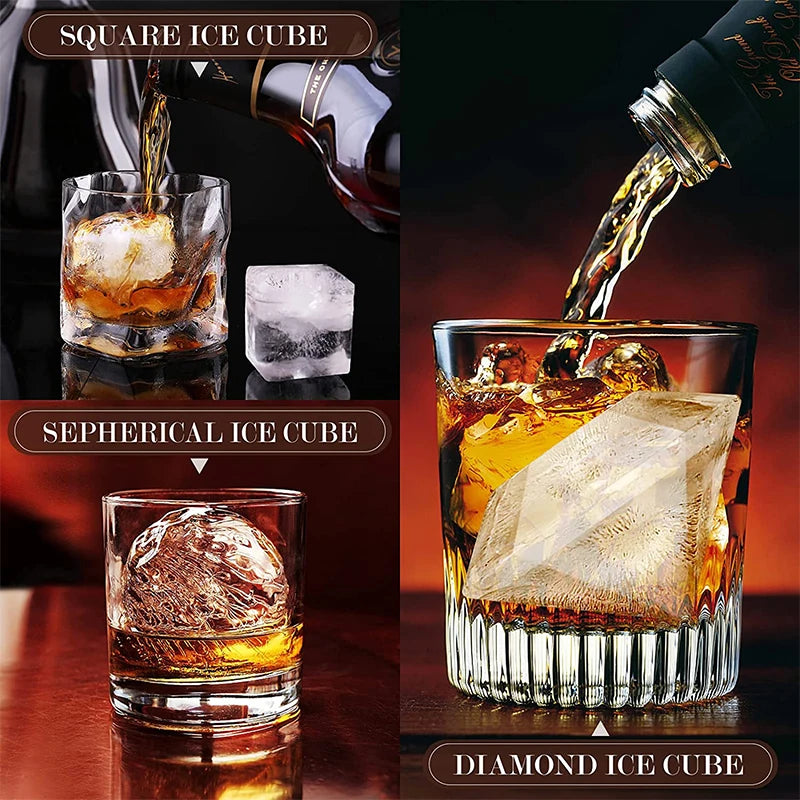 LMETJMA® Large Ice Cube Ball Trays Silicone for Freezer with Lid Reusable Whiskey