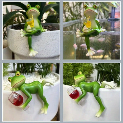 Miniature Frog Figurines Plant Decorations for Pots, Funny Frog Garden Decor 