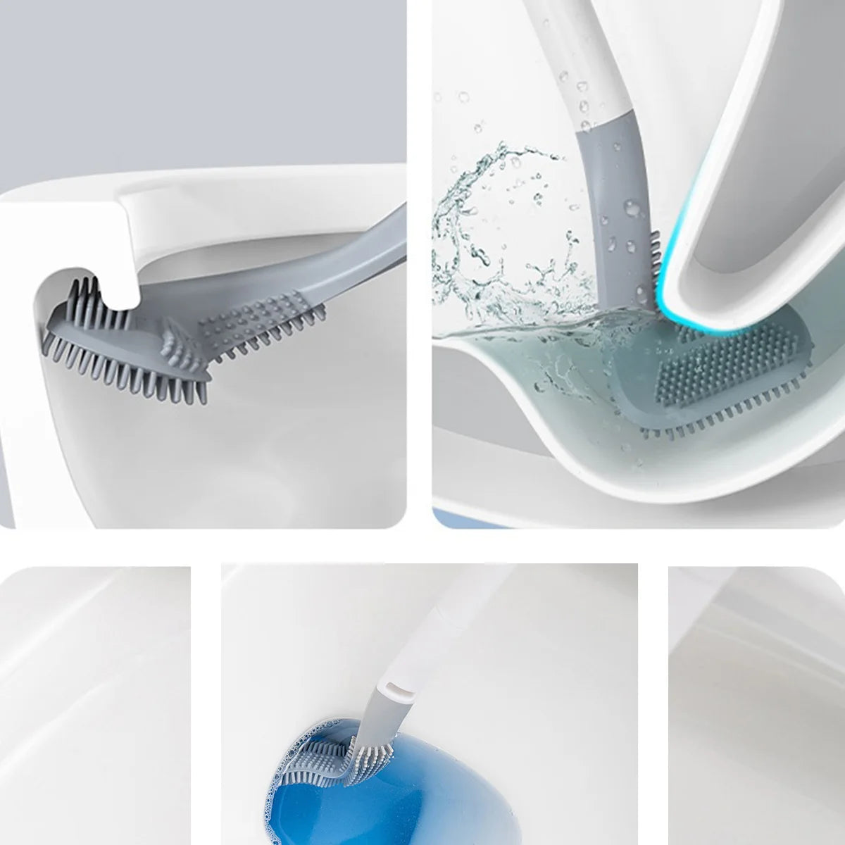 Toilet Brush Set with Base Bathroom Wall-Mounted 