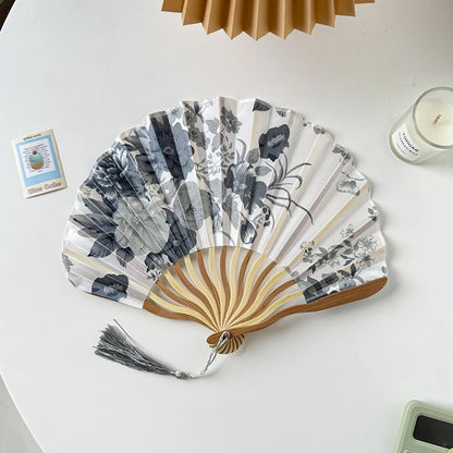 Chinese Style Silk Folding Fan – Vintage Bamboo Hand Fan