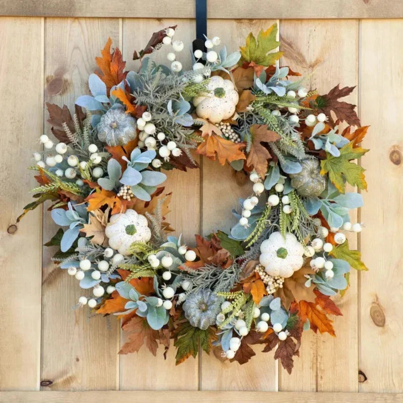 Fall Door Pumpkin Wreath Pumpkin Maple Leaf Halloween Decor