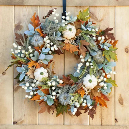 Fall Door Pumpkin Wreath Pumpkin Maple Leaf Halloween Decor