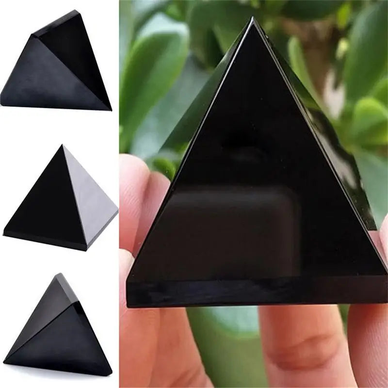 Energy Natural  Black Shungite Crystal Pyramid Tower 
