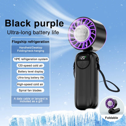 New Handheld Portable Cooling Fan 120 Speeds Adjustable Refrigeration 