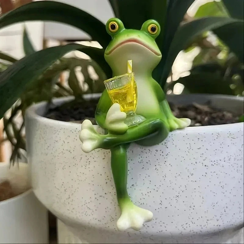 Miniature Frog Figurines Plant Decorations for Pots, Funny Frog Garden Decor 