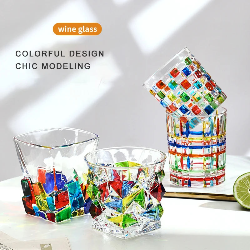 300ML Stained Crystal Glasses Aesthetic European Style 