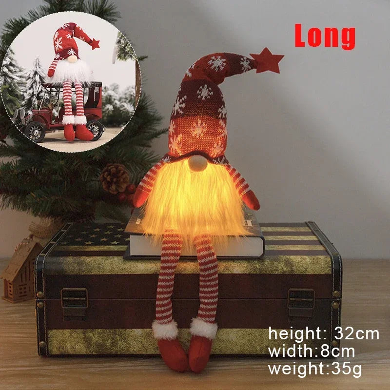 Christmas Faceless Doll Gnome Ornaments LED Light 