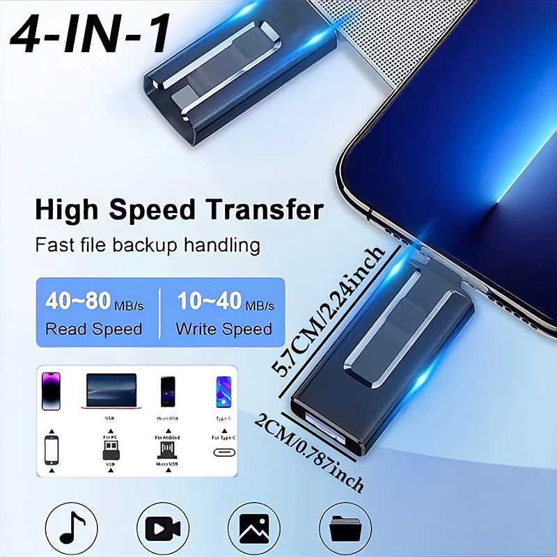 4 In1 OTG Micro USB 3.0 Flash Android TYPE-C  iPhone