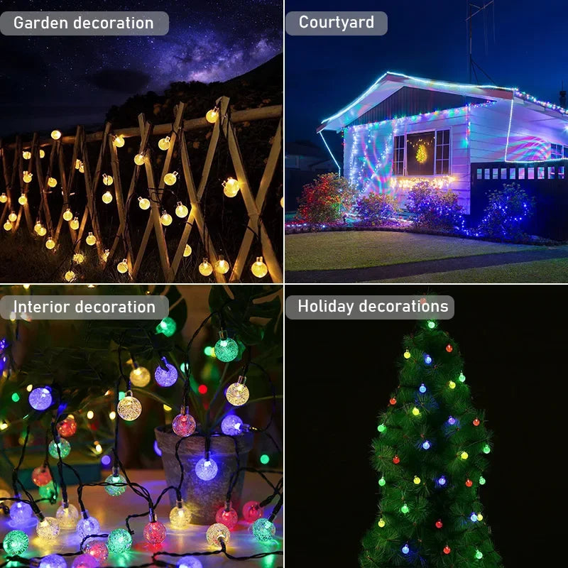 String Lights Outdoor Waterproof Solar Powered for Garden 8 Modes
