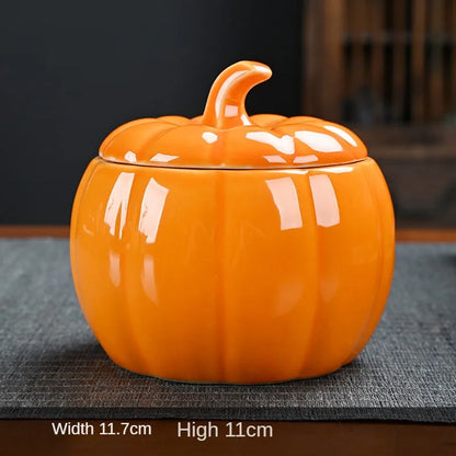 Simulated Pumpkin Ceramic Tea Jar  