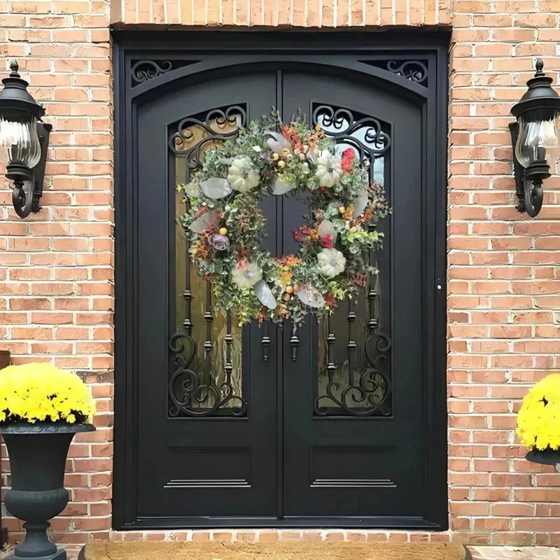 Fall Door Pumpkin Wreath Pumpkin Maple Leaf Halloween Decor