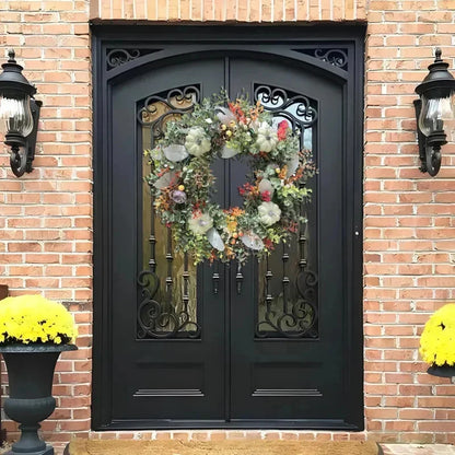 Fall Door Pumpkin Wreath Pumpkin Maple Leaf Halloween Decor