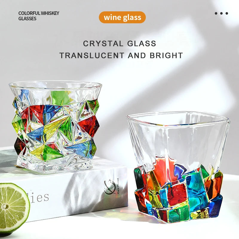 300ML Stained Crystal Glasses Aesthetic European Style 