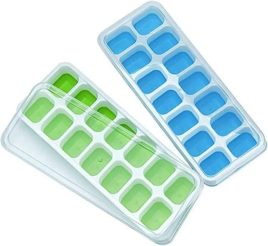 Ice Cube Tray Mold with Lid Silicone Square 14 Cube 