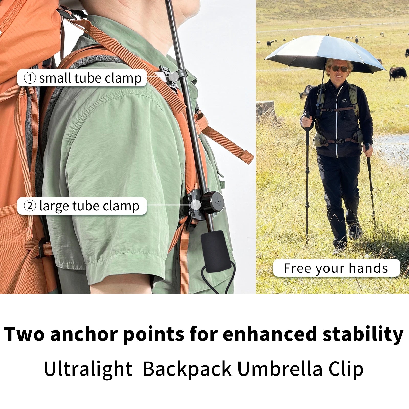 Hiking Umbrella Ultralight Outdoor with Backpack Clip – Sun & Rain Protection