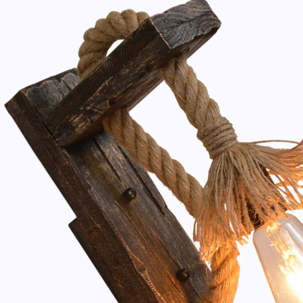 Industrial Retro Wall Sconce, Vintage Metal Wood Light