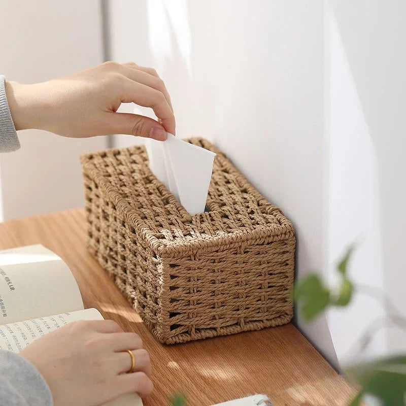 New Woven Grass Tissue Storage Box 