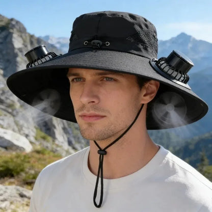 Solar-Powered Cooling Fan UV Protection Sun Hat Camping Summer Travel 