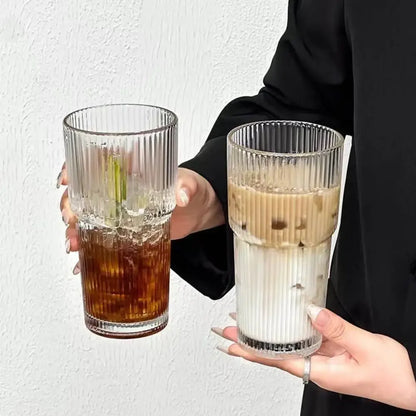 600ML Striped Glass Coffee Cup