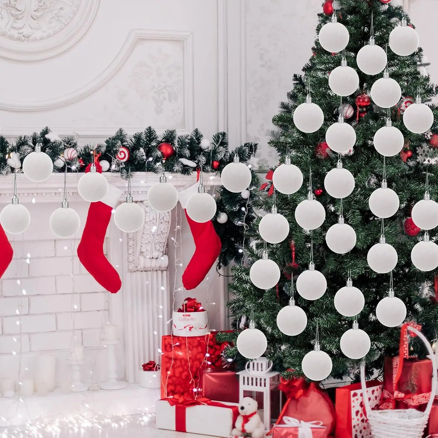 6Cm Wine Red Velvet Christmas Balls for Xmas Tree Flocked Xmas Ball Hanging Pendents Navidad Festival Party Home Decor Supplies