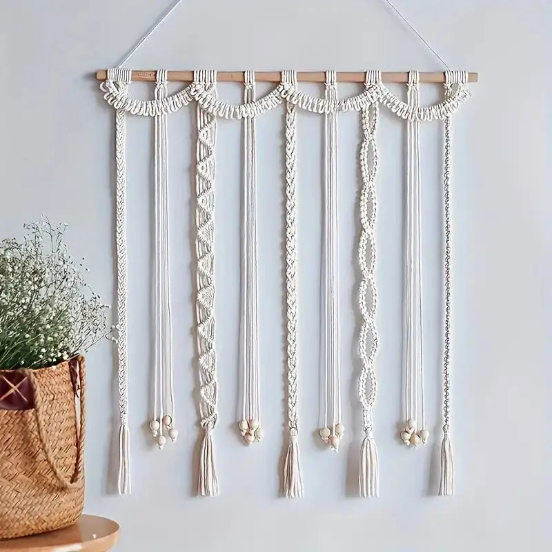 Boho Tassel Photo Display Wall Hanging with Wooden Clips