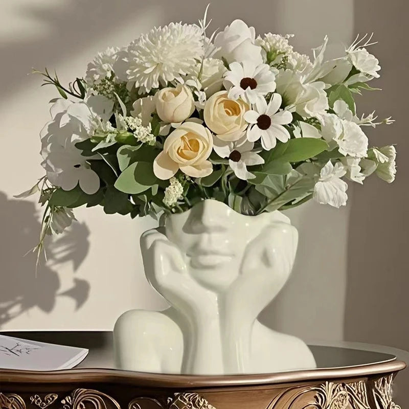 White Boho Face Vase 