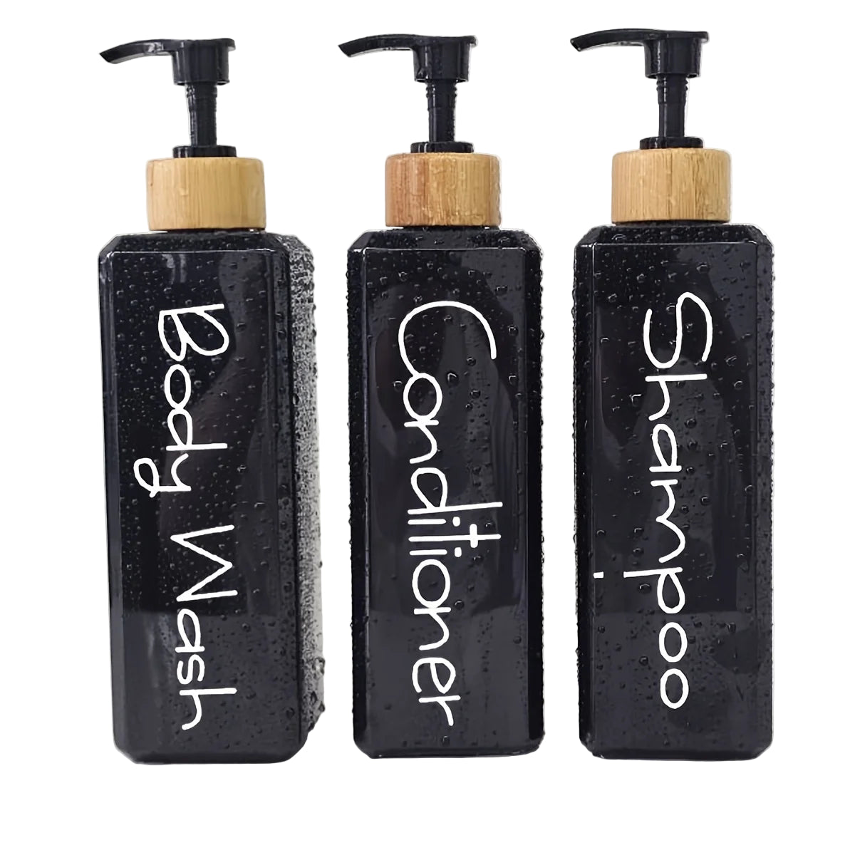 3PCS Bathroom Press Bottles with Waterproof Labels