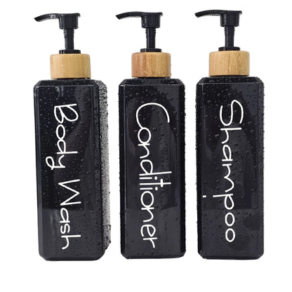 3PCS Bathroom Press Bottles with Waterproof Labels