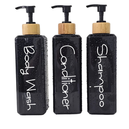 3PCS Bathroom Press Bottles with Waterproof Labels