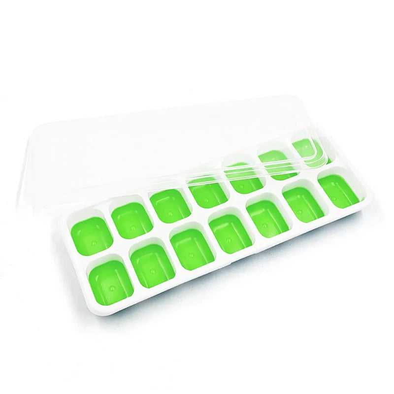 Ice Cube Tray Mold with Lid Silicone Square 14 Cube 