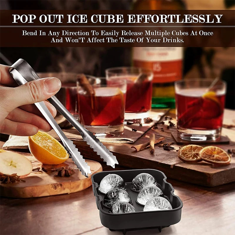 LMETJMA® Large Ice Cube Ball Trays Silicone for Freezer with Lid Reusable Whiskey