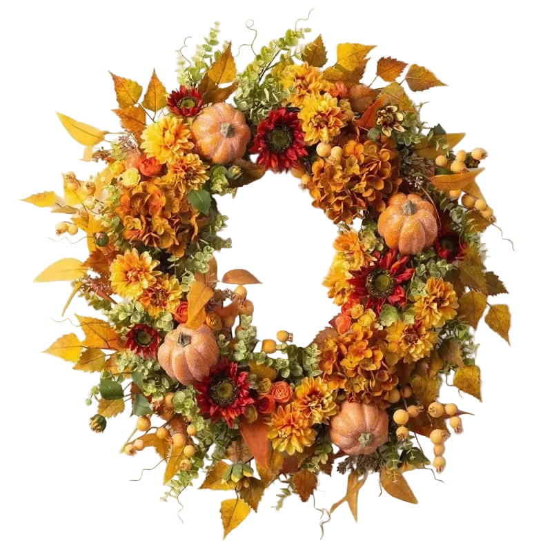 Fall Door Pumpkin Wreath Pumpkin Maple Leaf Halloween Decor