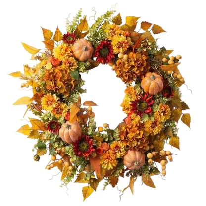 Fall Door Pumpkin Wreath Pumpkin Maple Leaf Halloween Decor