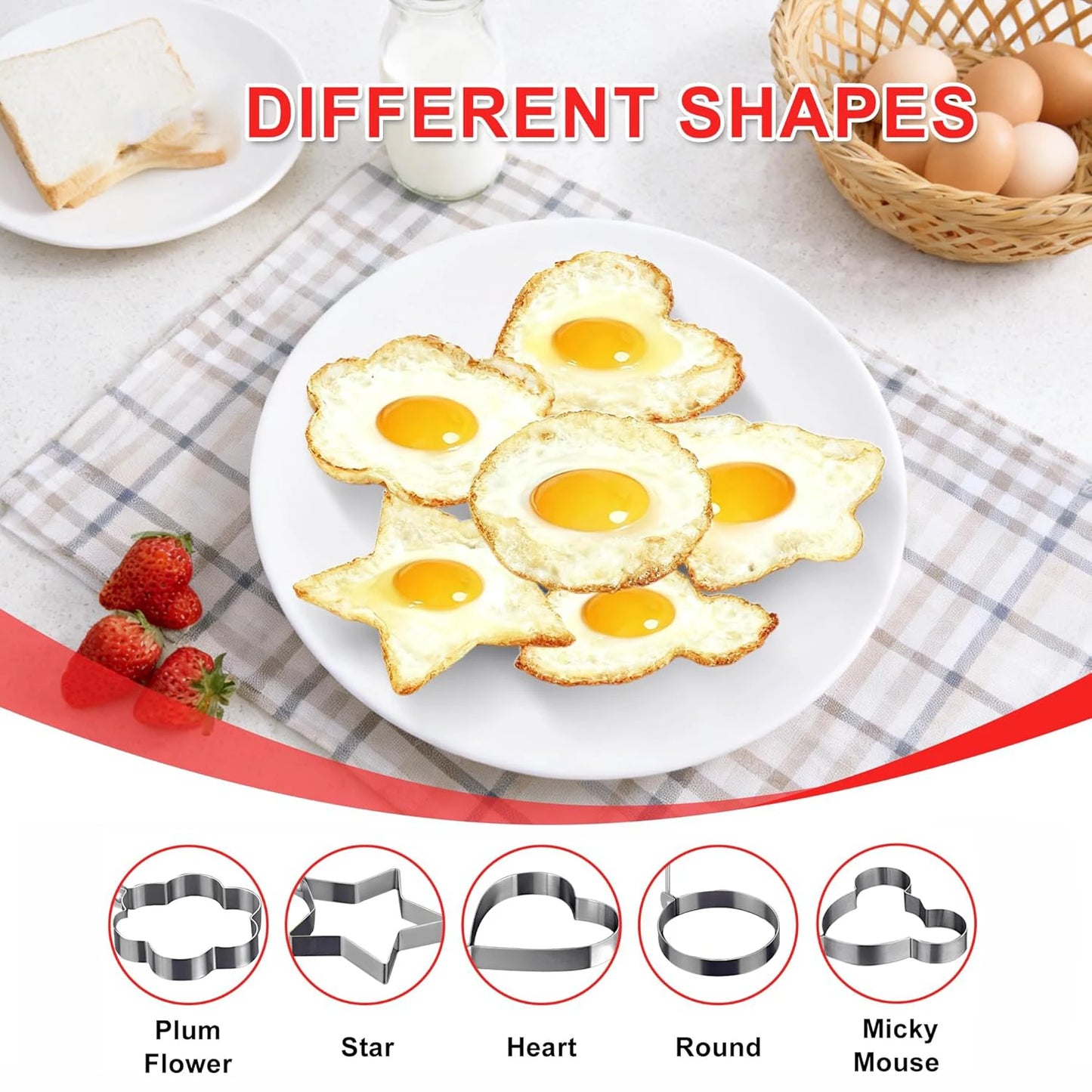 Stainless Steel Pancake & Egg Shaper for Frying Pan 