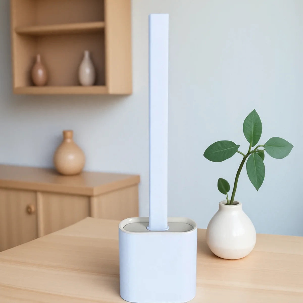 Slim Flexible Toilet Brush with Wall Mount Sticker Non-Slip Long Handle Soft Silicone Bathroom Cleaning Tool