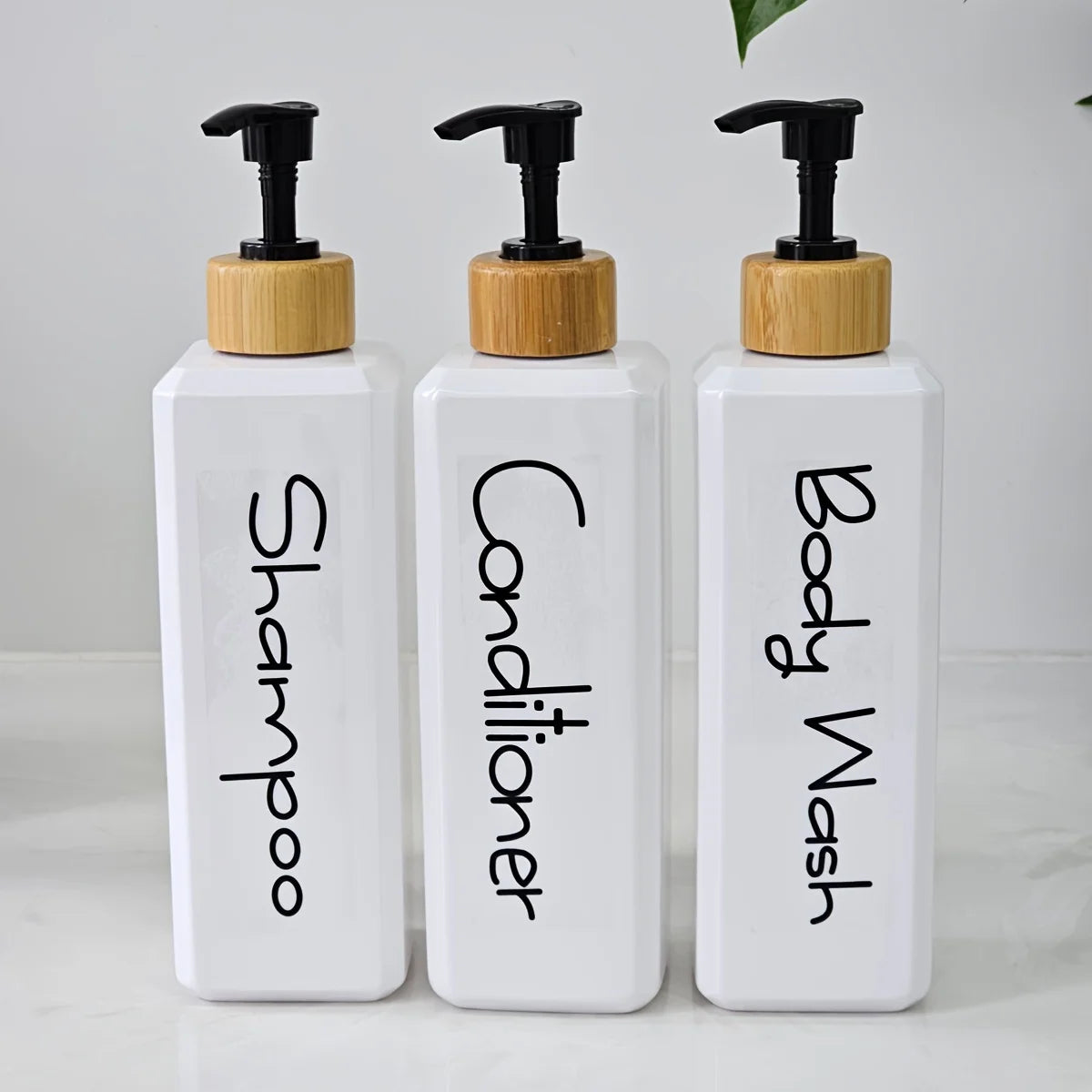 3PCS Bathroom Press Bottles with Waterproof Labels