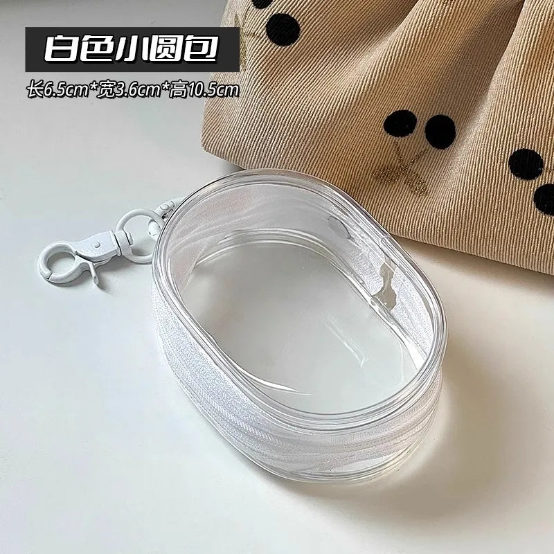 Portable Mini Transparent Charging Cable Storage Bag with Zipper Multifunctional Headphone Case Travel Accessories with Keychain