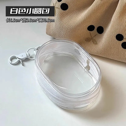 Portable Mini Transparent Charging Cable Storage Bag with Zipper Multifunctional Headphone Case Travel Accessories with Keychain