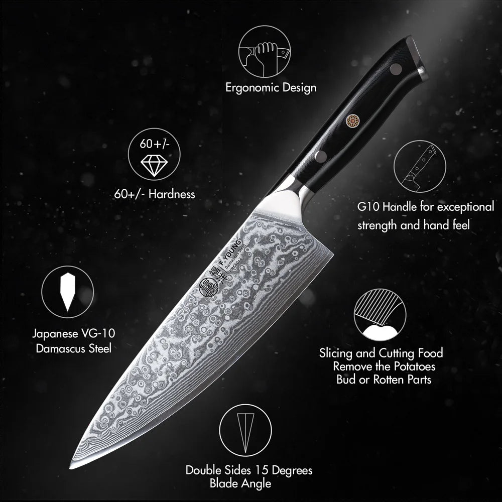 Professional Chef's Knives Japanese 67 Layer Damascus Steel 