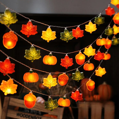 1.5/3M Halloween LED Pumpkin Light String Nut Maple Leaf Lamp 