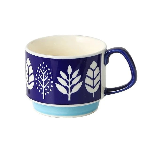 300Ml Japanese Flower Coffee Mug Set Retro Ceramic 
