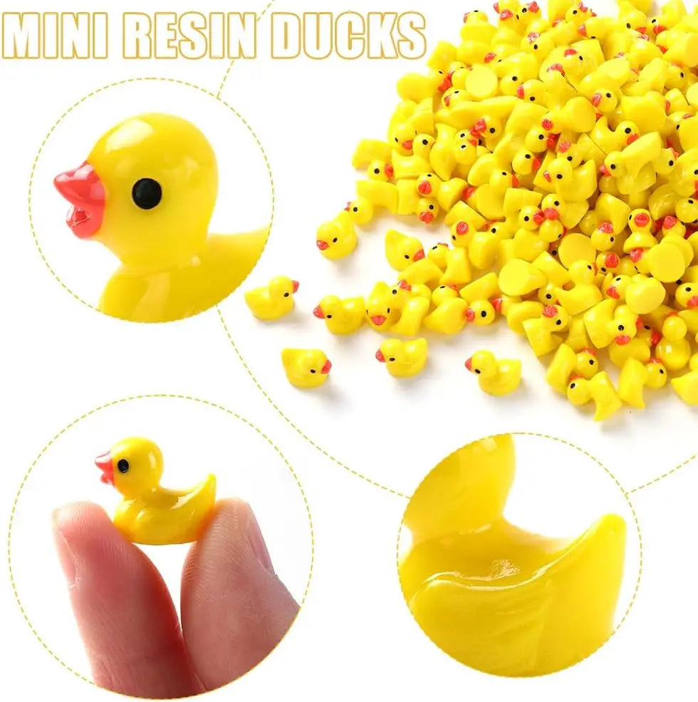 Mini Resin Ducks – Tiny Yellow Duck Figurines for DIY Crafts & Fairy Gardens