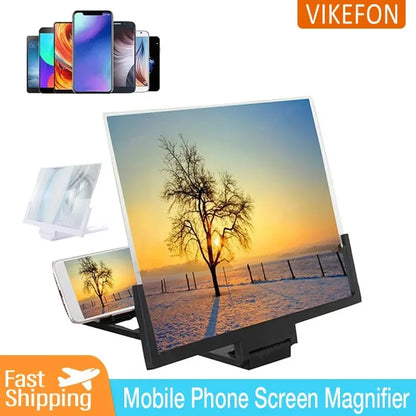 VIKEFON® 12/14In Mobile Phone Screen Amplifier 3D Magnifying Glass Stand 