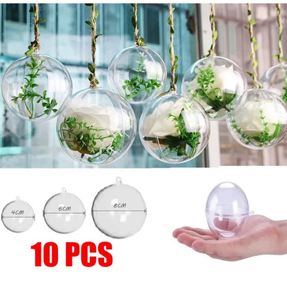 10Pcs Transparent Open Plastic Ball Christmas Decoration 