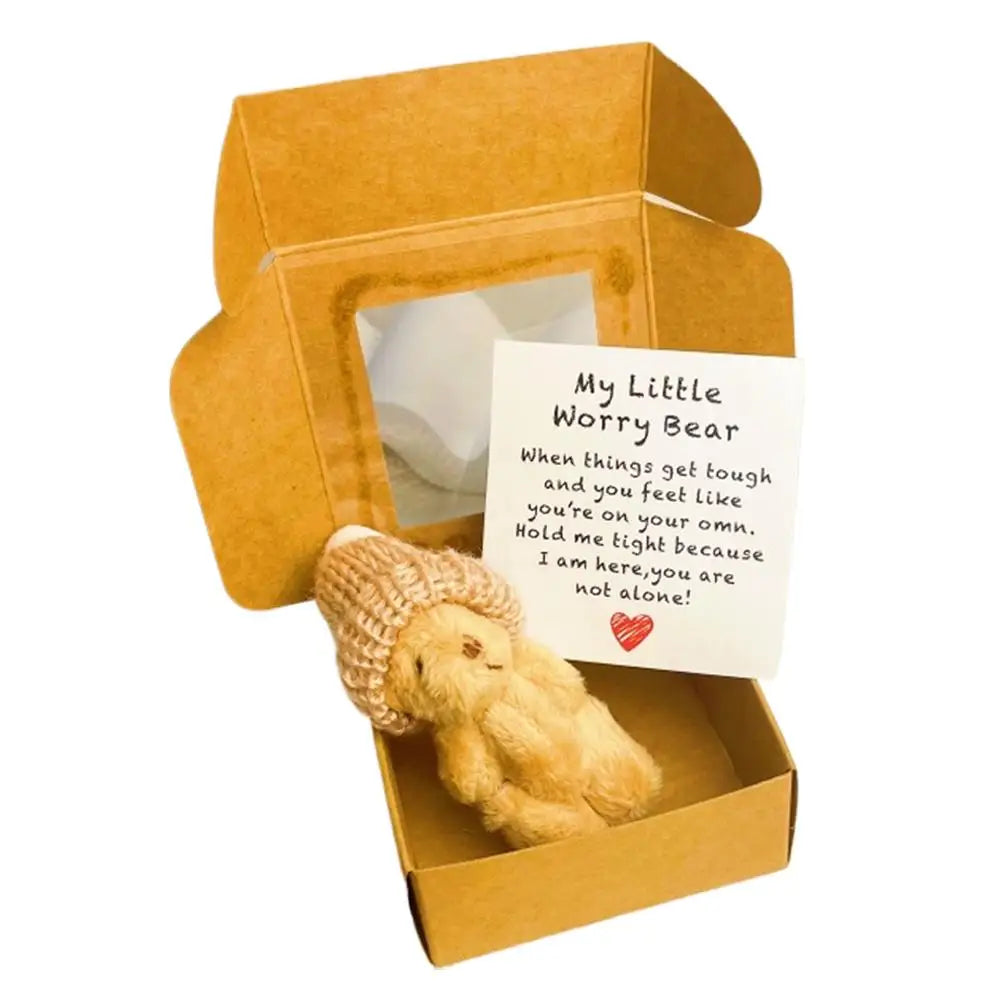 Mini Christmas Gift Box Set, Plush Bear Hug Box with Hat