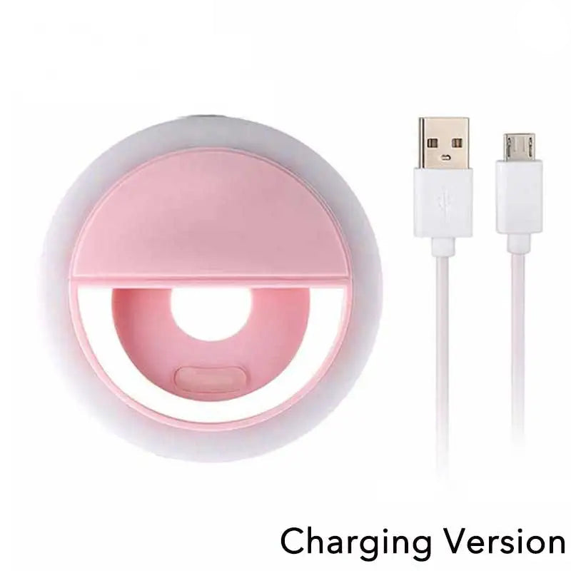 USB Rechargeable LED Selfie Ring Light with Phone Clip Photo Lamps Video Light Photography Ringlight for Iphone Samsung Xiaomi