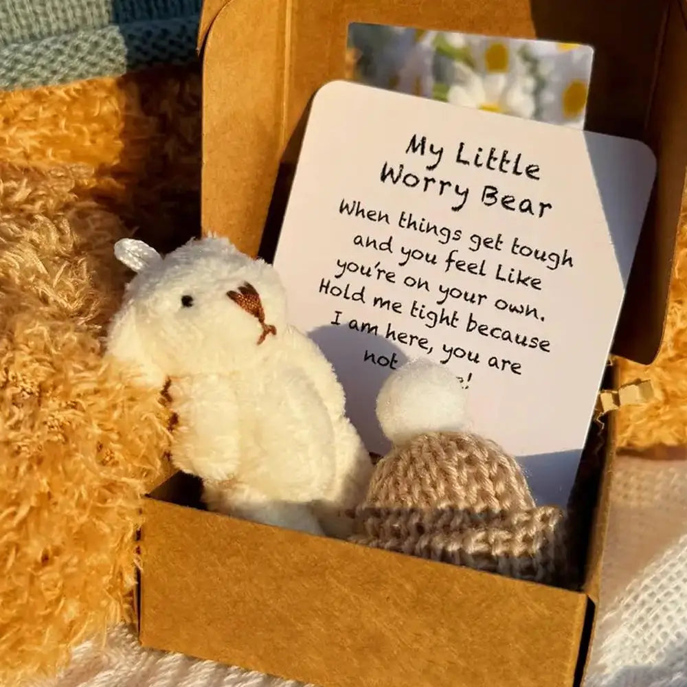 Mini Christmas Gift Box Set, Plush Bear Hug Box with Hat
